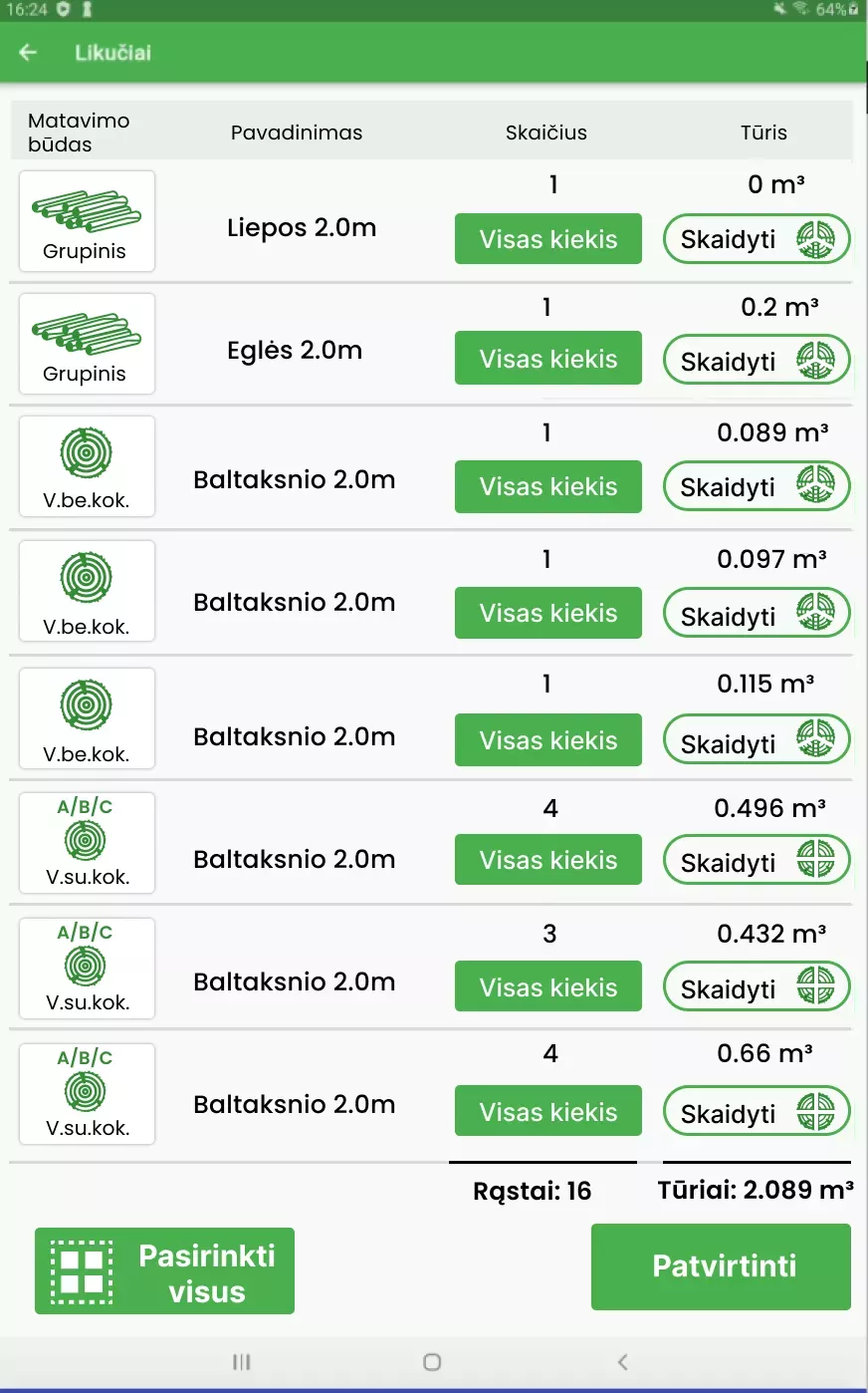 Žaliavinės medienos priėmimo (taškavimo) ir medienvežių fotofiksacijos mobilioji aplikacija