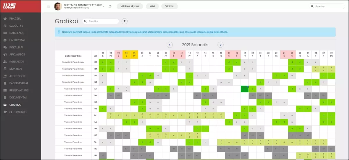 Bendrojo pagalbos centro veiklos organizavimo ir valdymo modulis