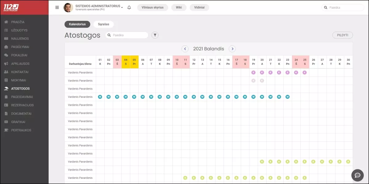 Bendrojo pagalbos centro veiklos organizavimo ir valdymo modulis