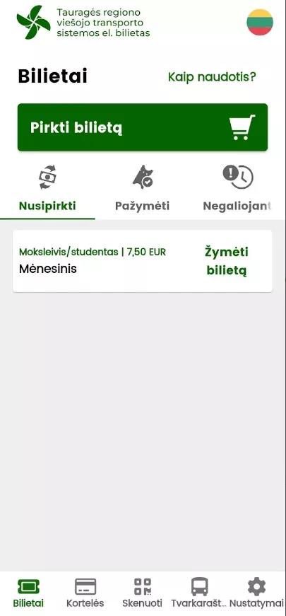 Mobilioji aplikacija „Skenuok ir važiuok“