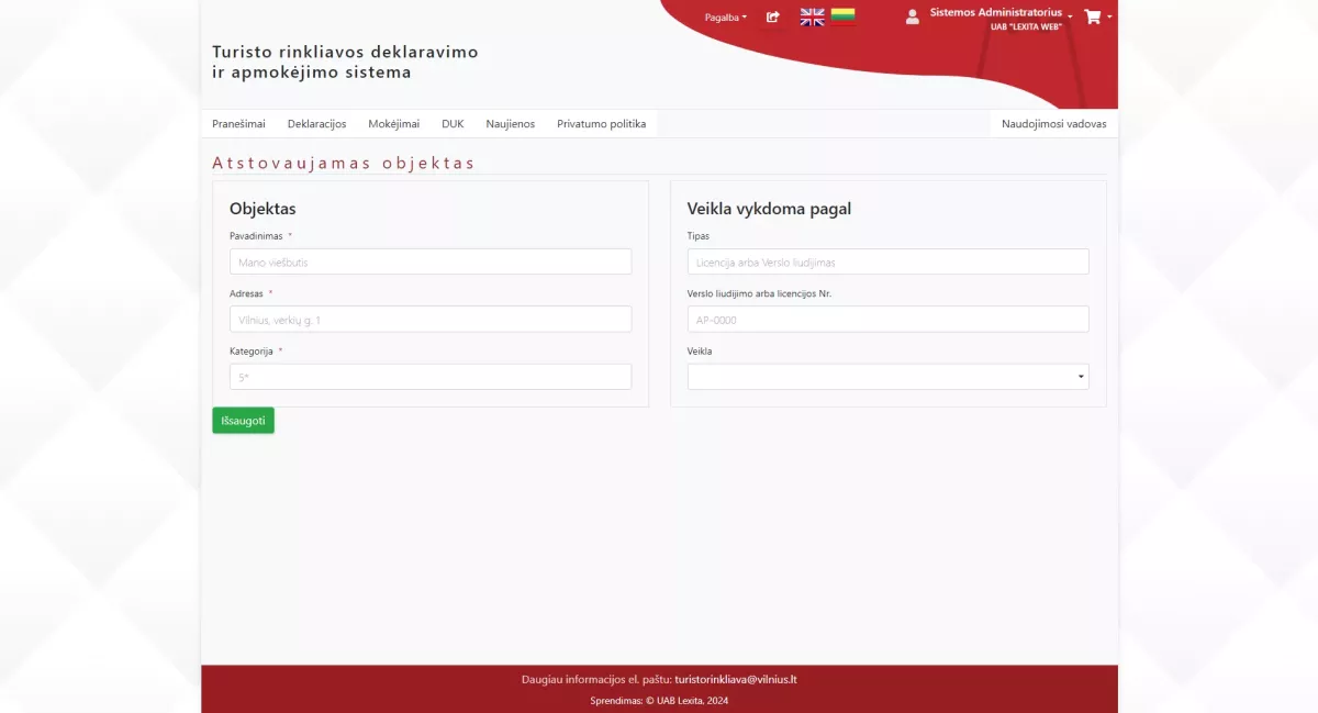 Informacinė sistema Turisto rinkliava Vilniaus mieste