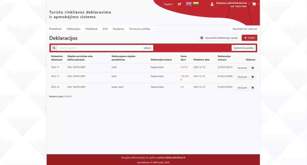 Informacinė sistema Turisto rinkliava Vilniaus mieste