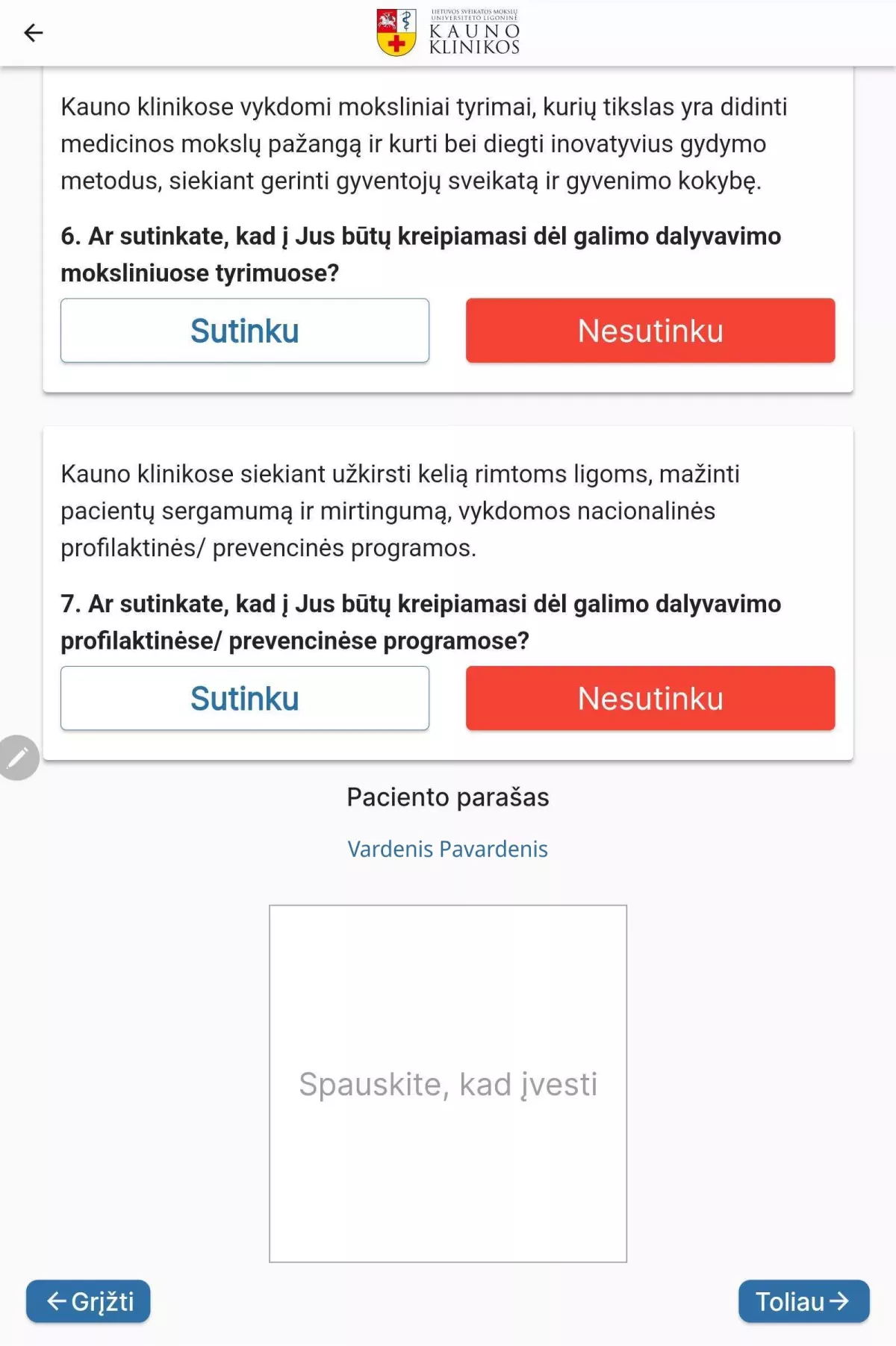 Biometrinio parašo sistema – LSMU Kauno klinikos