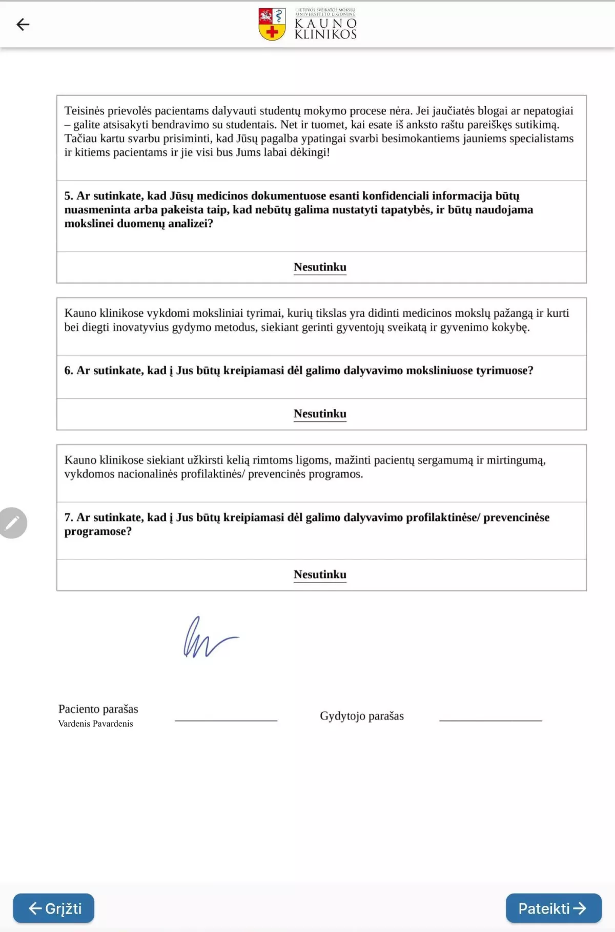 Biometrinio parašo sistema – LSMU Kauno klinikos