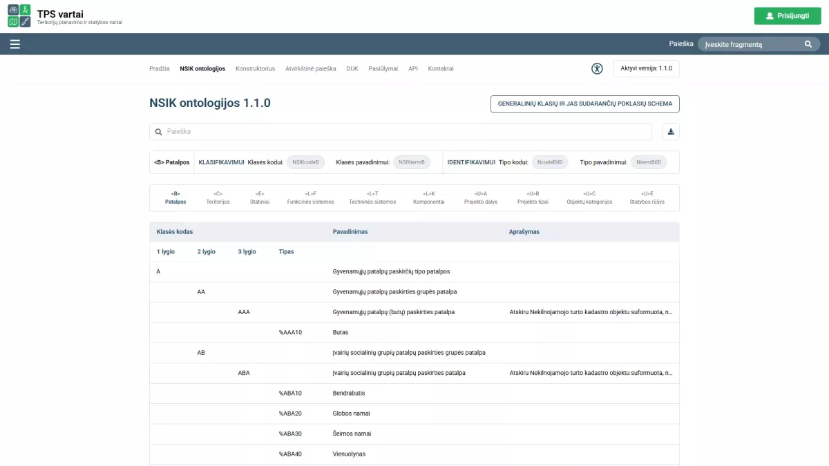 Nacionalinio statybos informacijos klasifikatoriaus skaitmeninis katalogas