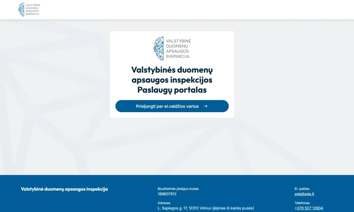Valstybinės duomenų apsaugos inspekcijos Paslaugų portalas