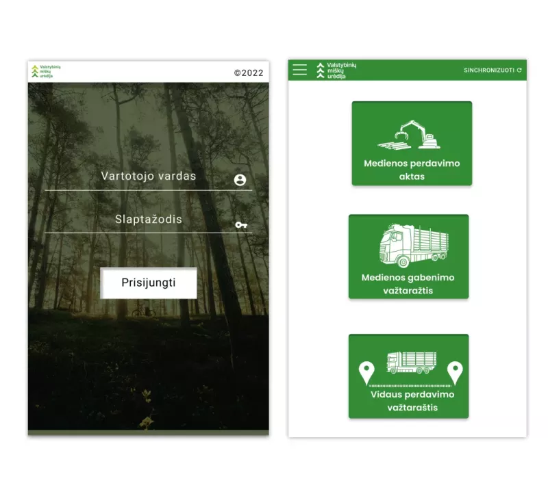 Žaliavinės medienos priėmimo (taškavimo) ir medienvežių fotofiksacijos mobilioji aplikacija
