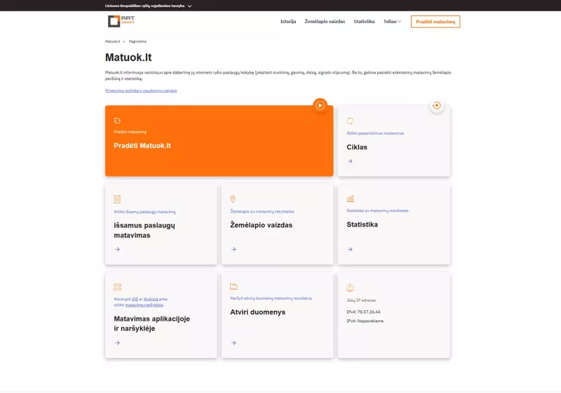 Interneto spartos matavimo įrankis Matuok.lt