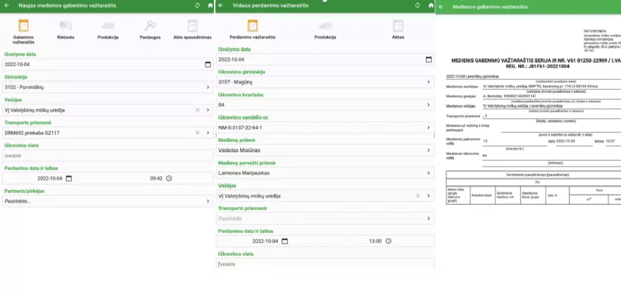 SUKURTA ŽALIAVINĖS MEDIENOS PRIĖMIMO (TAŠKAVIMO) IR MEDIENVEŽIŲ FOTOFIKSACIJOS PROGRAMOS MOBILIOJI APLIKACIJA